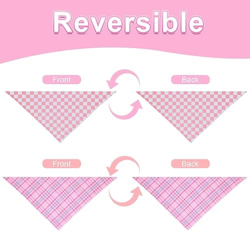 QUQULE Dog Bandana Girl Large 2PCS, Pink Spring Scarf, Durable Triangle Reversible Bibs Handkerchief for Puppy Pet thumbnail 5