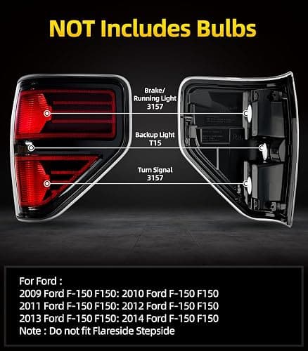 OKLPF Rear Brake Tail Light Compatible With 2009 2010 2011 2012 2013 2014 Ford F150 F-150,Replace Red Taillight Assembly Red Smoked Tail light,Included A Luxurious Box,Driver and Passenger Side thumbnail 2