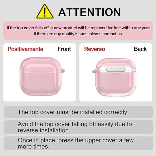 EQD for AirPods 4 Case Clear, with Cleaning Kit and Keyring, Pink | Shockproof TPU Transparent Cover for AirPods 4th Generation, Compatible with Wireless Charging thumbnail 6