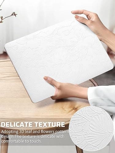 Seorsok Compatible with MacBook Pro 13 inch Case M2 2023,2022,2021-2016 A2338 M1 A2251 A2289 A2159 A1989 A1708 A1706,White Blooming Floral Leather Plastic Hard Shell Case&Keyboard Cover,No Logo Cutout thumbnail 2