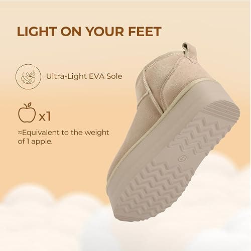 DREAM PAIRS Platform Mini Boots for Women Suede Genuine Leather, Classic Winter Ankle Snow Boots with Memory Foam Insole Lightweight Anti-Slip Outsole FuzzyClassic thumbnail 8