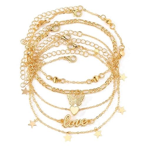 KISS WIFE Anklets for Women, Gold Anklet Bracelets for Women, Dainty Foot Jewelry Women's Ankelts Beach Gifts for Women - 1 thumbnail 9
