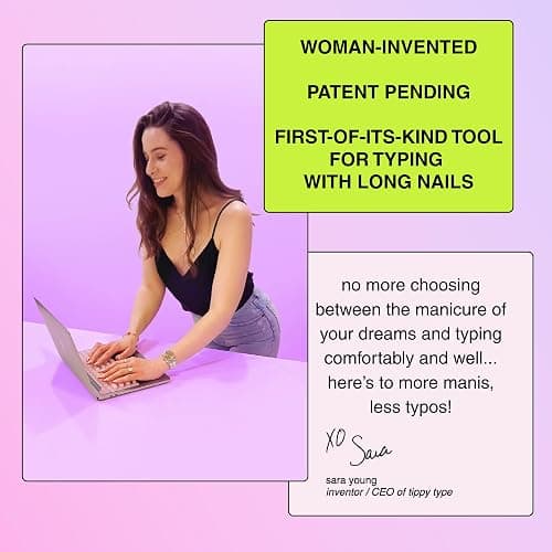 TIPPY TYPE Raised Keyboard Cover for Long Nails - Fits MacBook Pro & Air, iPad 13", & Magic Keyboard (No Numpad) -Silicone -The Original -Comfortable Typing, Quiet, Nail Protection (Milky White) thumbnail 8