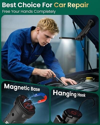Coquimbo Christmas Stocking Stuffers White Elephant Gifts for Adults Men Him Dad, Rechargeable LED Work Light BBQ Grill Accessories Magnetic Flashlight, Mechanic Light Tools Mens Gifts (2 Pack Black) thumbnail 4