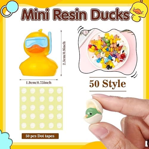 Leyndo 50 Pcs Mini Resin Colorful Ducks Plastic Tiny Animals to Hide Miniature Figures Small Figurines Craft Ornament for Garden Dollhouse Micro Landscape Ornament Decoration thumbnail 3