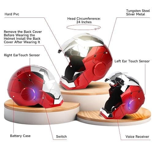 Iron-Man MK 5 Wearable Electronic Helmet: Voice & Remote Controlled, LED Eyes & Sound Effects, Perfect Super Hero Movie Prop and Figure for Adults Collectors- Ideal Gift for Halloween & Christmas thumbnail 4