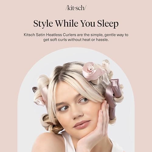 Kitsch Satin Heatless Hair Curlers – No Heat Hair Curlers to Sleep In for Overnight Curls – Soft Heatless Curling Rods for Women with Short & Long Hair - Alternative to Heat Styling – 6 pcs, Rosewood thumbnail 9