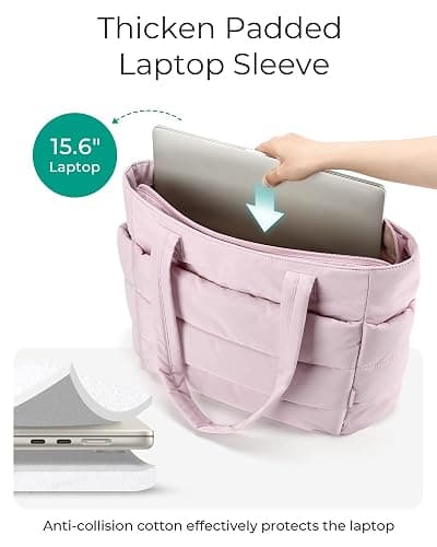 BAGSMART Tote Bag for Women, Lightweight Puffy Tote Bag with Compartments Shoulder Bag Handbag for Travel, Work, Gym | Lightweight, Puffy, Quilted, for Travel, Work thumbnail 5