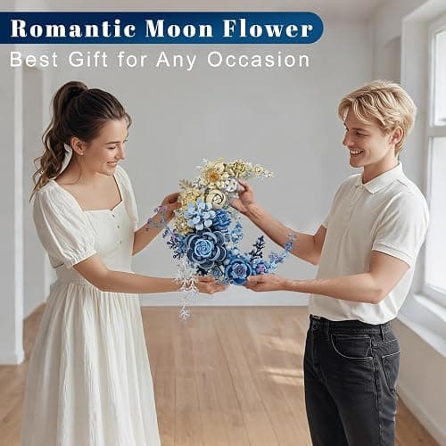 Loyratche Blue Moon Flower Building Set, Botanical Collection Crescent-Shaped Artificial Flowers Building Blocks Kit Compatible with Lego for Adults Home Décor Wall Art Decoration thumbnail 7