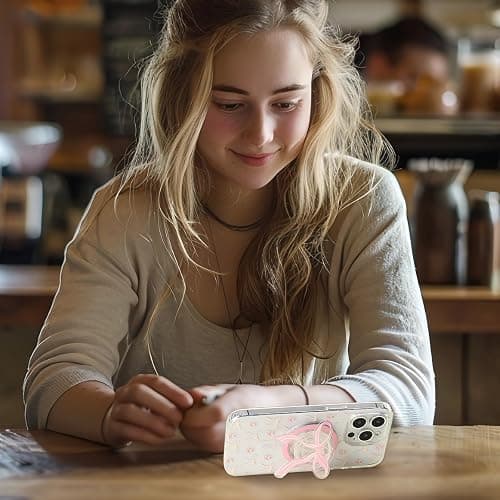 DALIHEBO Magnetic Case for iPhone 12 Pro Max, 3D Pink Magnetic Stand Bowknot Phone Case, Cute Pink Clear Bow Aesthetic Design Soft Durable TPU Transparent Protective Cover for Women Girls-01 thumbnail 8