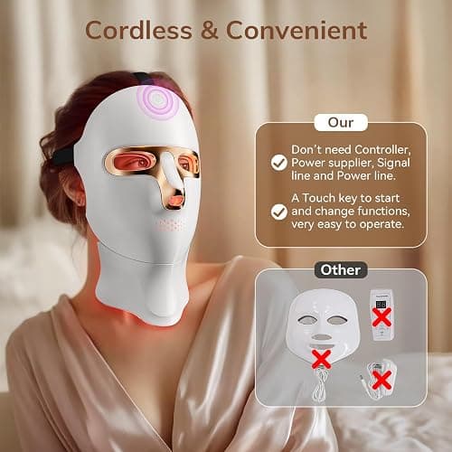 Red Light Therapy Mask for Face,Cordless LED Face Mask Light Therapy,USB C Rechargeable,Infrared Lights Masks for Home Working Travel Yoga Sleep thumbnail 4