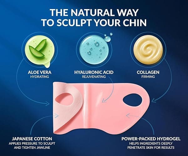 Stylia V Line Lifting Collagen Mask - Lift, Firm & Contour Jawline - Tightening Double Chin Strap with Hyaluronic Acid & Aloe - Neck Lift & Face Tightening Mask - Jawline Shaper Face Lift Tape (7PC) thumbnail 6