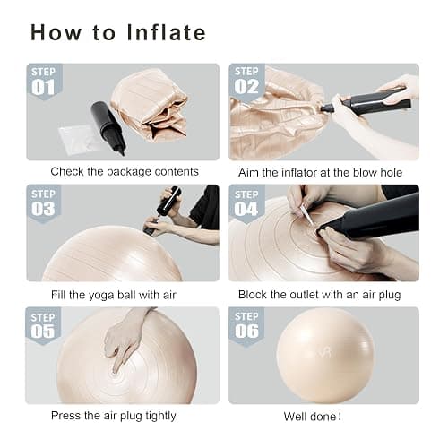 YR Exercise Ball 65cm/75cm for Stability, Pregnancy, Workout & Physical Therapy - White thumbnail 7