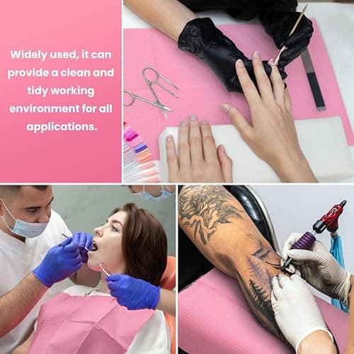 Etercycle Disposable Nail Mats - 50Pcs Fordable Nail Art Table Mats for Table Acrylic Nail Practice Sheet, 3 Ply Waterproof 13" X 18" Clean Pads Nail Art Accessories (Pink) thumbnail 7