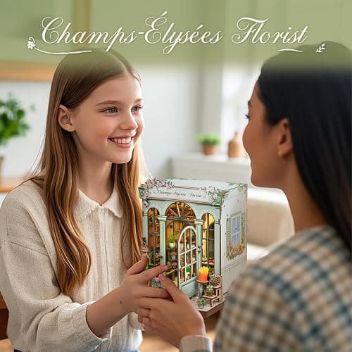 CUTEBEE Book Nook Kit - DIY Miniature House Dollhouse Kit for Adults and Teens, Booknook Tiny House Bookshelf Decor 3D Wooden Puzzle, Gifts for Family, Friends (Champs-Élysées Florist) thumbnail 2
