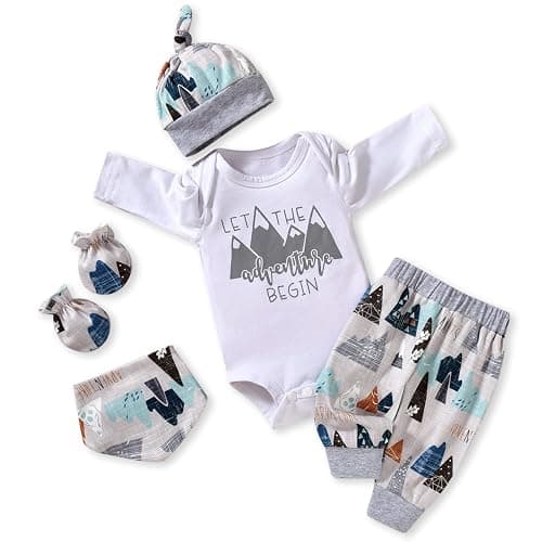 Aalizzwell Newborn Baby Boy Long Sleeve Outfit for Fall Winter - Image 1