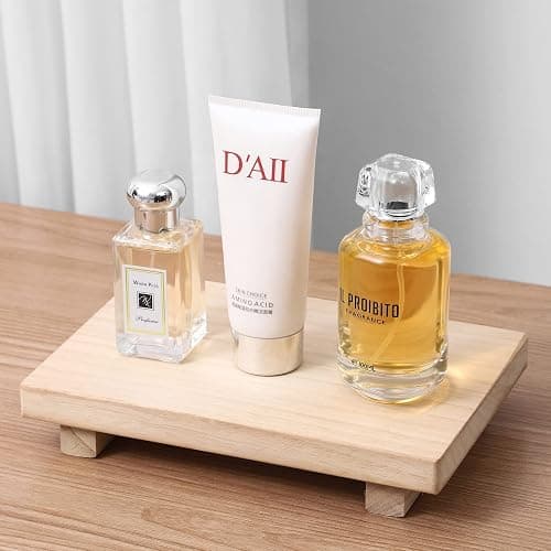 Wood Bathroom Tray Farmhouse Decor Kitchen Soap Holder, 9"x6" Burlywood | Waterproof, Lightweight, Easy Clean, Small Wooden Riser Pedestal Stand Accessories for Office Desk, Vanity, Counter, Sink thumbnail 4
