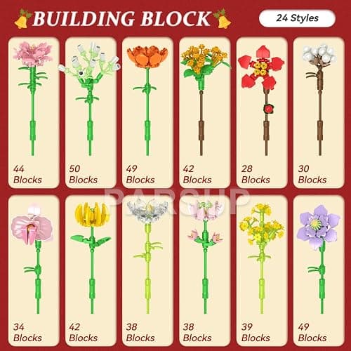 Christmas Advent Calendar 2025, Flower Building Blocks, 24 Days Countdown Calendar Toys, Building Brick Toys Party Favors, Xmas Gifts thumbnail 4