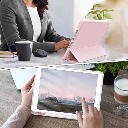 JKSML Case for iPad 9th Generation 2021/ iPad 8th Generation 2020/ iPad 7th Generation 2019, Protective Case with Pencil Holder for iPad 9/8/7 10.2 Inch, Auto Sleep/Wake, Pink thumbnail 6