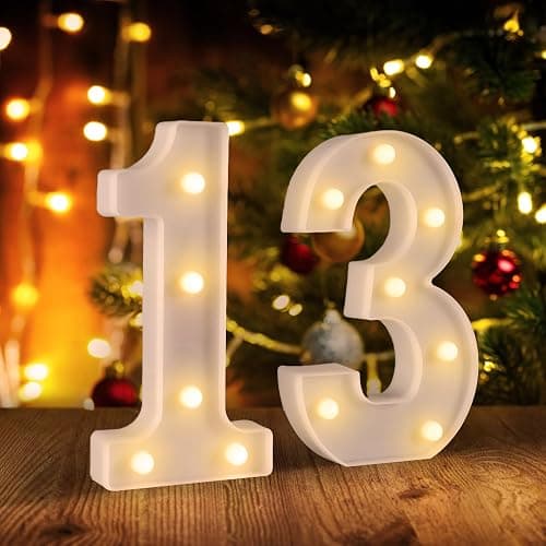 13th Birthday Decorations for Girls Boys,13th Birthday Party Decorations for Centerpieces Table,Light Up Numbers 13 Sign for Party Backdrop Wall Decor for 13 Wedding Anniversary Decoration - Image 1