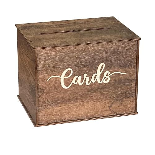 Cregugua Large Card Box 12"x 9"x 9" Rustic Wooden Card box Gifts Card Box for Wedding Birthday Baby Shower Graduation Party - Image 1