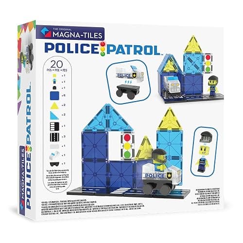 Magna-Tiles Police Patrol 20-Piece Magnetic Construction Set, The Original Magnetic Building Brand thumbnail 3