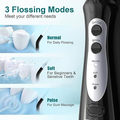 Nicefeel Cordless Water Dental Flosser – 300ML BPA-Free Portable Oral Irrigator, 3 Cleaning Modes, Fast Charge, IPX7 Waterproof for Teeth, Gums & Tonsil Stones – Home & Travel Use thumbnail 4