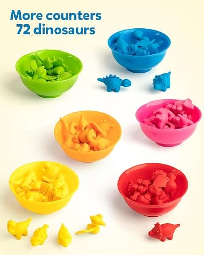 Coogam Counting Dinosaur Sorting Toy Set, Color Matching Classification Game, Montessori Fine Motor Skill Preschool Educational Montessori Learning Toys for 3 4 5 Years Old thumbnail 3