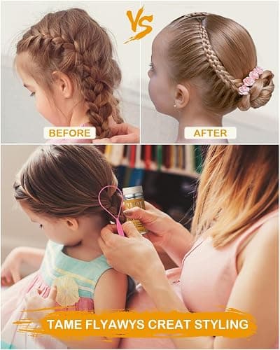 Hair Wax Stick & Styling Accessories - Smooths Flyaways for Kids & Women, 1000 Elastic Hair Ties, 1 Slick Back Hair Brush, 2 Hair Loop Styling Tools - Creates Ponytails & Braids for Teen Girls Gifts thumbnail 3