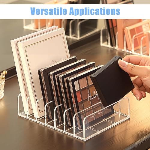 2pcs Mail Organizer Plastic Cash Tray, 7 Sections Acrylic Clear Plastic Mail Organizer, 6.6 x 3.3 inch Desk Divider Holder for Cash Envelope Mail Bill Card Makeup Palette thumbnail 7