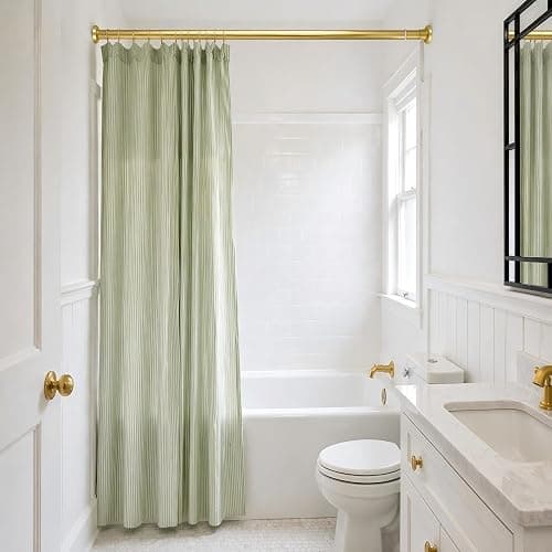 YNL Gold Shower Curtain Rod 32-80 Inch(2.7-6.6ft), Non Slip, Never Rust, No Drill Stainless Steel Spring Tension Shower Rod, Adjustable Tension Rod for Bathroom thumbnail 2