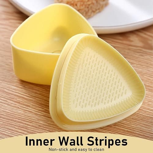 2PCS Triangle Rice Ball Mold Set – Yellow Sushi Maker Kit with Paddle, Non-Stick Rice Mold for DIY Musubi Bento thumbnail 5