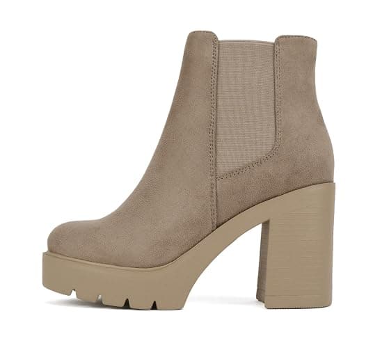 Soda EDITOR ~ Women Lug Sole High Heel Chelsea Fashion Ankle Boot w/Double Elastic Gore - Image 1