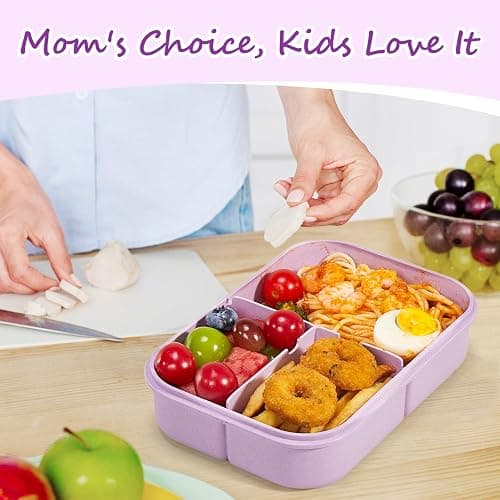 MISS BIG Lunch Box Kids, Leak Proof Lunch Containers, Mom’s Choice No BPAs and No Chemical Dyes Bento Box for Kids,Microwave and Dishwasher Safe Lunch Box (Purple M) thumbnail 7