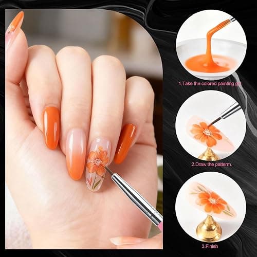 Artdone Nail Art Brushes With Nail Stands Nail Art Tool Set, Dotting Tools, Dust Brush,Striping Brushes for Long Lines, Drawing Pen For Gel Polish Design supply thumbnail 4