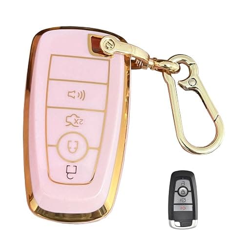 QIXIUBIA Keyless Entry Remote for Ford Key Fob Cover Protective Shell Fits for Ford Edge Escape Expedition Explorer Fusion Mustang Ranger F-150 F-250 (4-Button-A-Pink) - Image 1