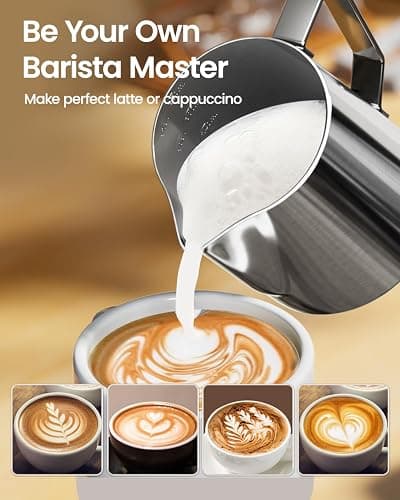 Maestri House Milk Frothing Pitcher, 12oz Espresso Steaming Pitcher Milk Frother Cup, Milk Coffee Cappuccino Latte Art, 304 Stainless Steel Jug Cup with Decorating Art Pen thumbnail 3