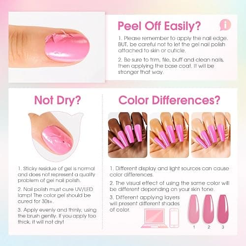 ROSALIND Vernis Semi Permanent, 48 Pièces Blanc Rose Pourpre Jaune Orange Rouge Couleurs Vernis Gel Bleu Gris Vert Marron Noir, Soak-off Mini UV/LED Vernis à Ongles Semi-permanent Manucure Kit thumbnail 8