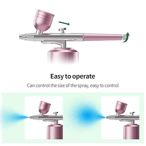 Airbrush Kit with Compressor Portable Airbrush Kit 48PSI High-Pressure Non-Clogging Air Brush Set Cordless Rechargeable with 0.3mm Nozzle and Cleaning Brush for Painting,Nail Art, Makeup (pink) thumbnail 4