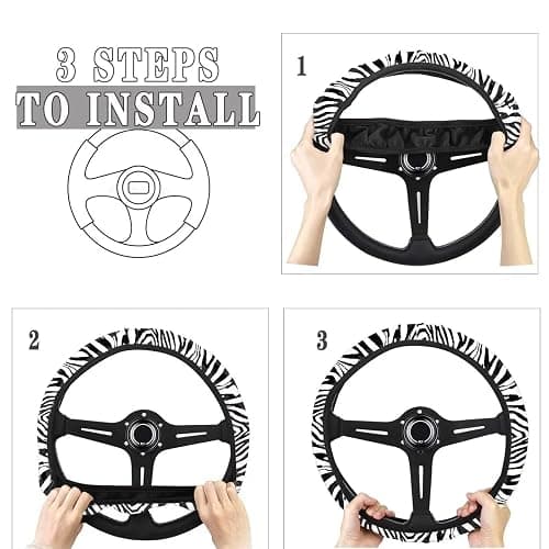 FUIALDOLG Zebra Print Car Steering Wheel Covers Non-Slip Universal 14 to 15 inch Fit Almost Cars Steering Wheel Cover Elastic Protection Sweat Absorption Automotive Decor thumbnail 6