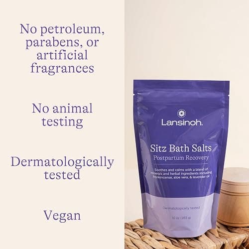 Lansinoh Sitz Bath Salts, Postpartum Essentials, and Hemorrhoid Treatment, Epsom Salt Bath Soak With Lavender Oil, Frankincense and Aloe Vera, 10 Ounce thumbnail 4