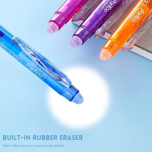 ParKoo Retractable Erasable Gel Pens Clicker, Fine Point 0.7mm, Assorted Color Inks for Drawing Writing, 10-Pack thumbnail 8