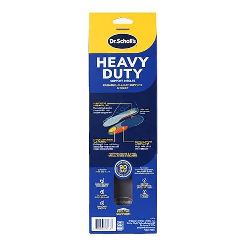 Dr. Scholl's Heavy Duty Support Insole Orthotics, Big & Tall, 200lbs+, Wide Feet, Shock Absorbing, Arch Support, Distributes Pressure, Trim to Fit Inserts, Work Boots & Shoes, Men Size 8-14, 2 Pairs thumbnail 9