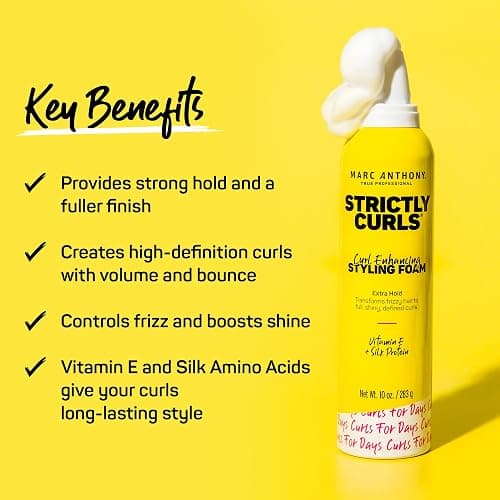 Marc Anthony Curl Enhancing Styling Foam, Extra Hold, Strictly Curls - Vitamin E & Silk Proteins Transforms Frizzy Hair to Full, Shiny, Defined Curls - Sulfate-Free Anti-Frizz Styling Mousse Product thumbnail 3