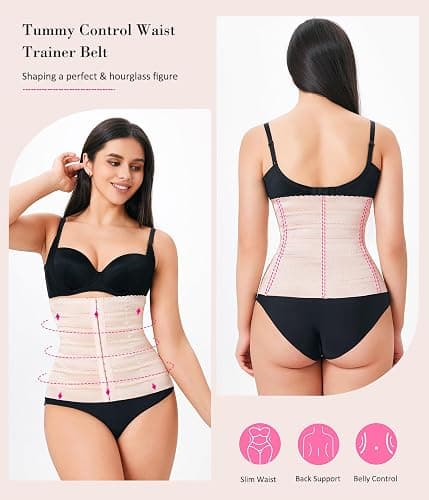 Nebility Womens' Waist Trainer Tummy Control Waist Cincher Slim Body Shaper thumbnail 2