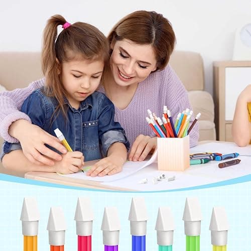 PRALB 400PCS White Pencil Top Eraser Bulk Caps for Pencils,Chisel Shape Erasers Toppers for Party Favors Games Prizes, Pencil Top Erasers Cap for Home School Classroom thumbnail 2