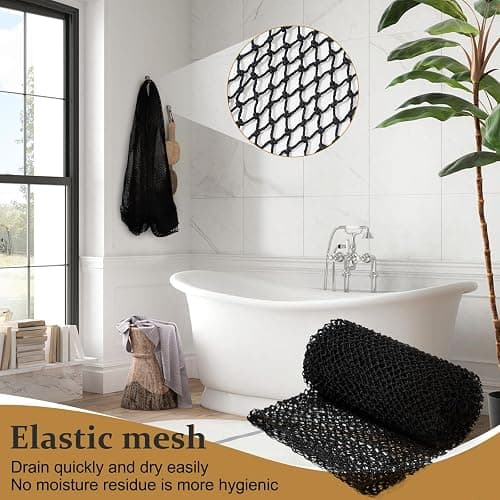 African Net Sponge Authentic with Knots, Exfoliating Bath Sponge & Body Scrubber for Dead Skin Removal, Long Flat Back Scrubber for Foot, Scalp and Body Wash, by Starhot (1-Pack Black) thumbnail 8