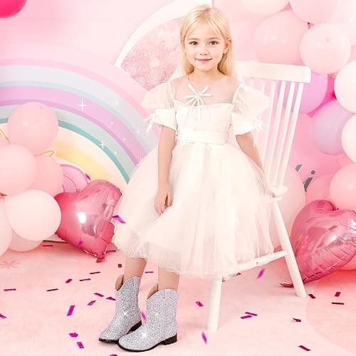 Motasha Toddler Girls Cowgirl Boots Glitter Toddler Cowboy Boot Ankle Girls Boots Little Kids Horse Riding Shoes Party Birthday thumbnail 3