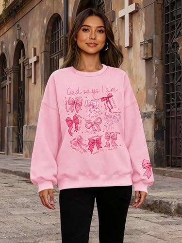 UYIQL Christian Sweatshirts for Women Oversized Faith Jesus Shirts Bible Verses Inspirational Long Sleeve Graphic Pullover thumbnail 6