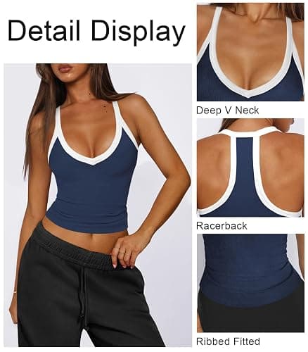 Hragc Womens Tank Tops Summer V Neck Workout Racerback Yoga Gym Tank Tops thumbnail 3